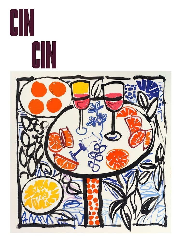 Cin Cin Poster Summer Wine Matisse Style 4