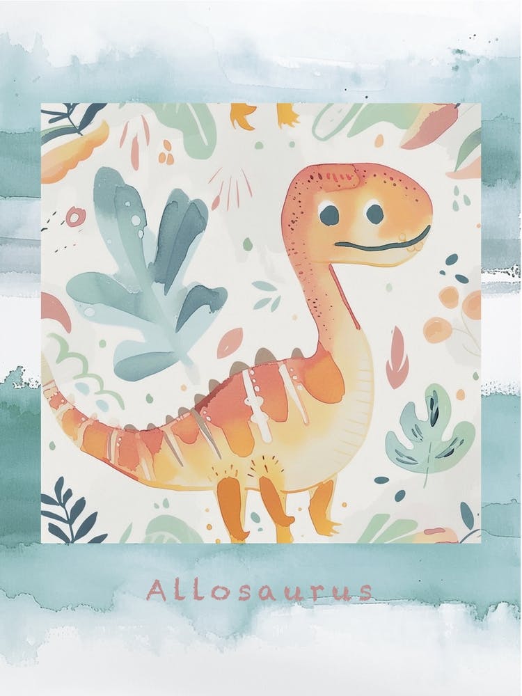 Allosaurus Dinosaur Muted Pastels Pattern 2 Poster