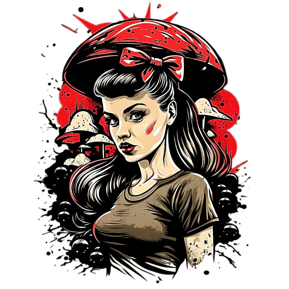 Fille Champignon Rockabilly