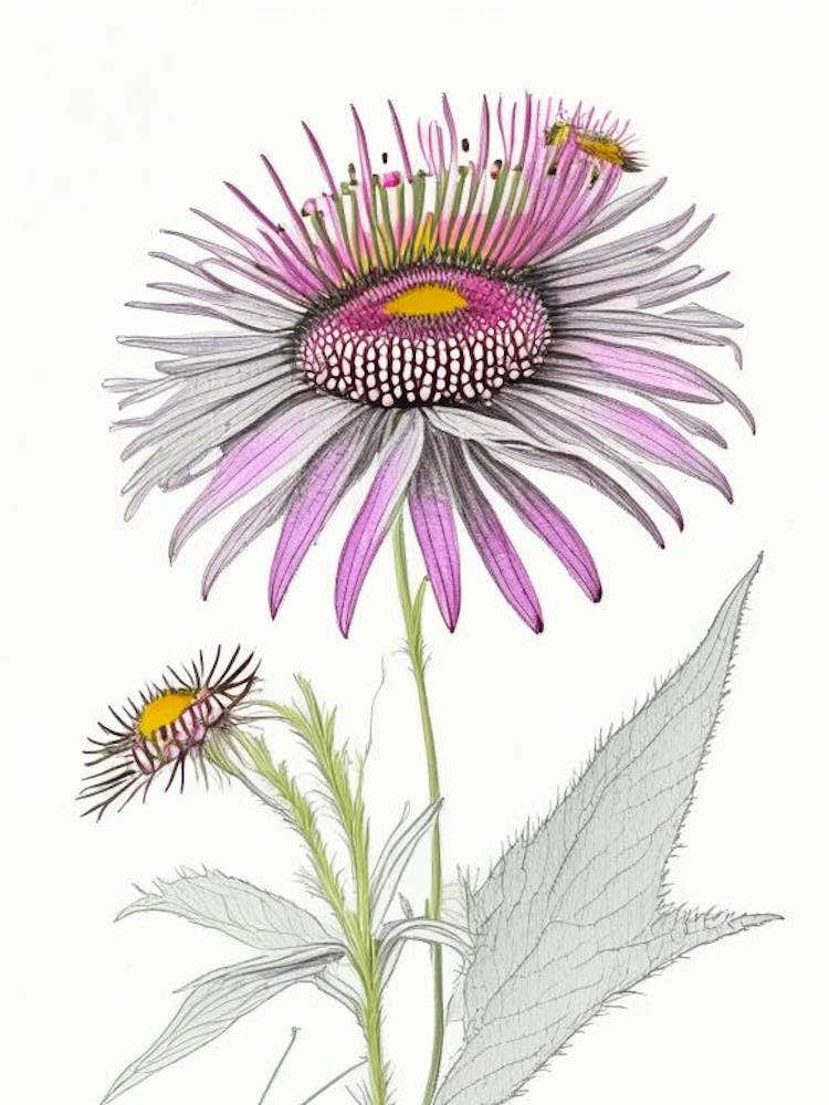 Echinacea Floral Quentin Blake Inspired Illustration 1 Flower