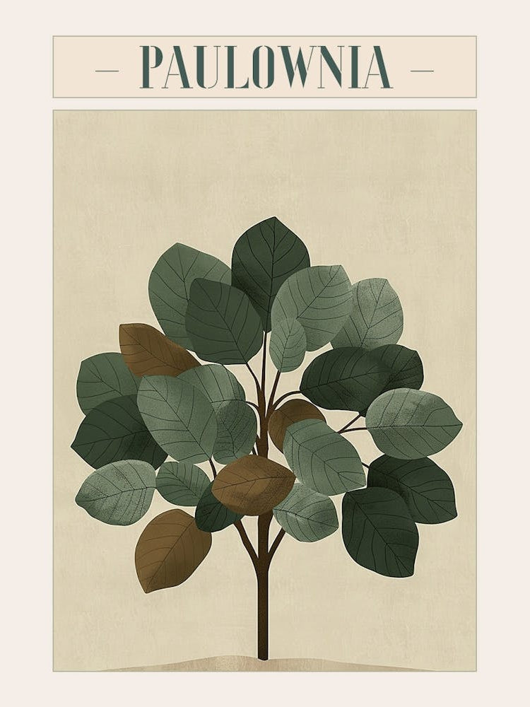 Paulownia Tree Minimal Japandi Illustration 3 Poster