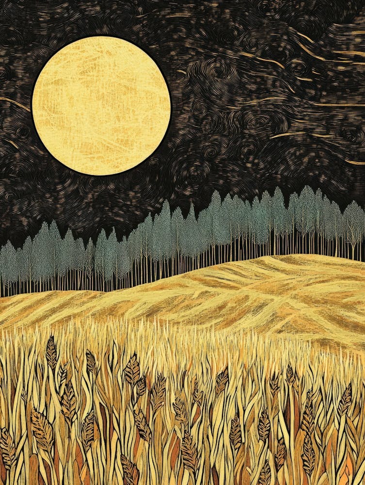 Full Moon In The Wheat Field