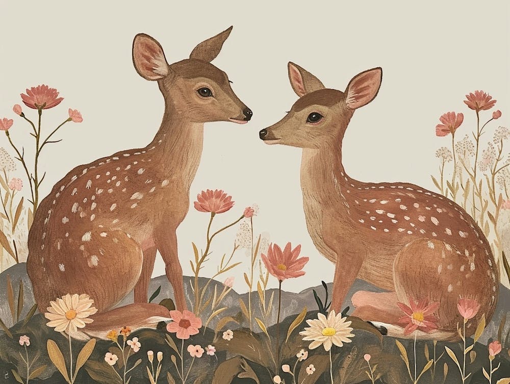 Floral Animal Illustration Deer 9