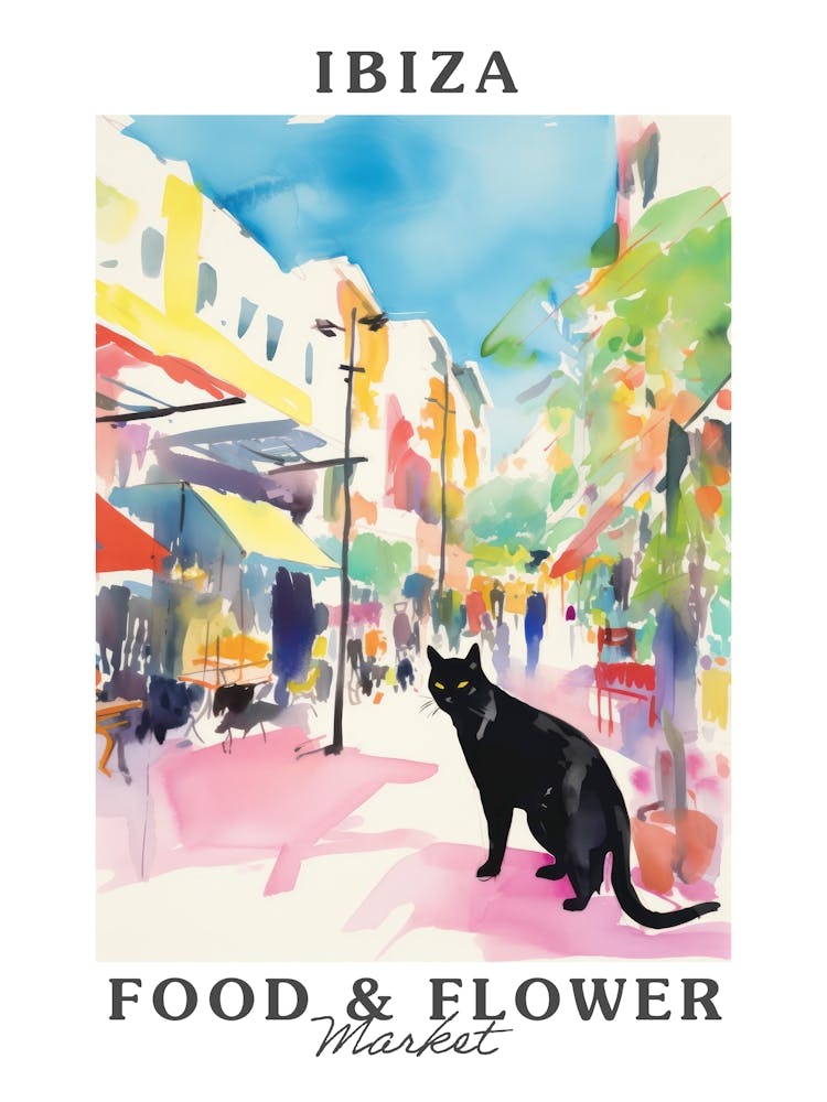 Food Market With Cats In Ibiza 1 Poster