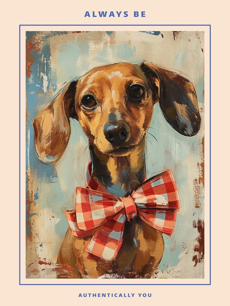 Kitsch Portrait Of A Dachshund In A Bow Tie 1 Poster