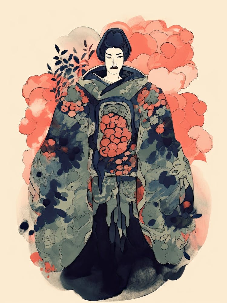 Samurai Illustration Floral 6