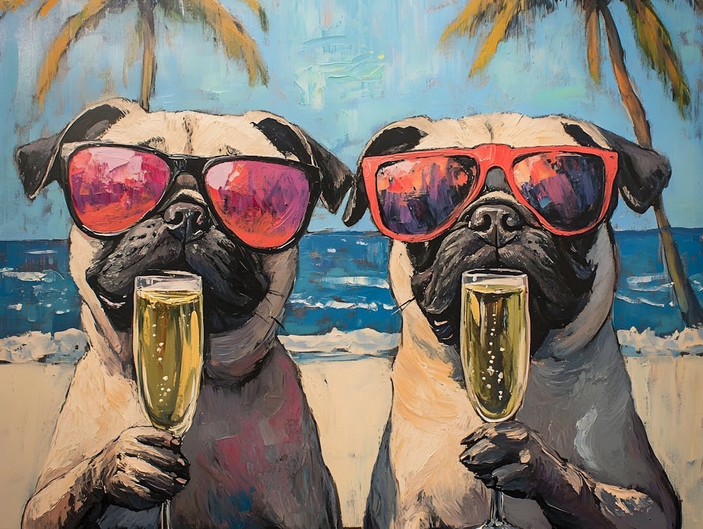 Fun Pugs At The Beach 2