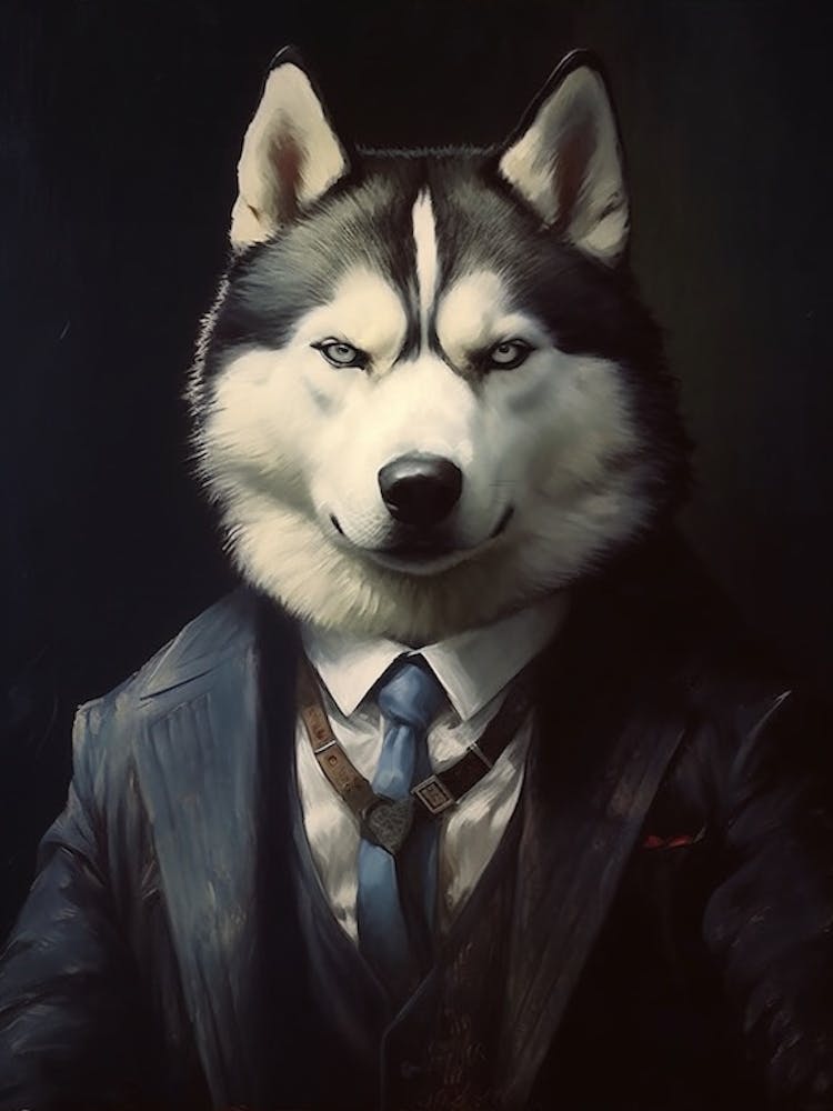 Gangster Dog Siberian Husky Art Print by Woof and Whiskers – Fy!