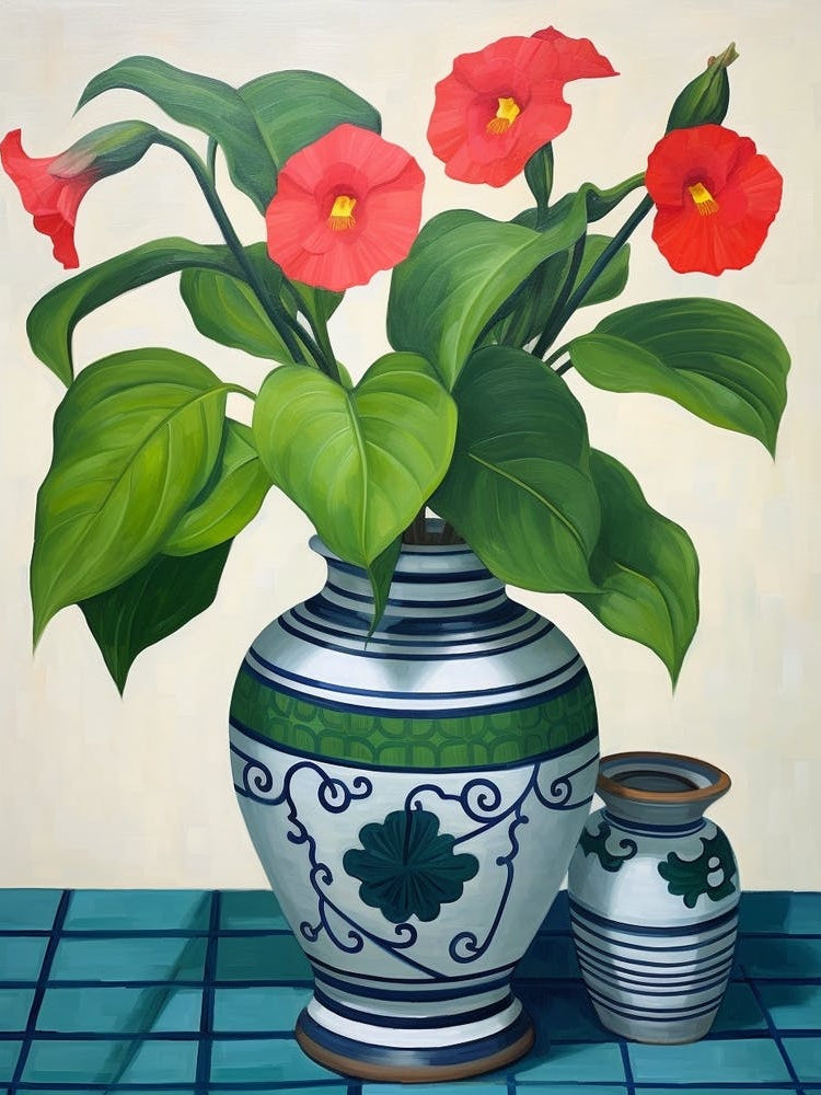 Flowers In A Vase Still Life Painting Impatiens 2