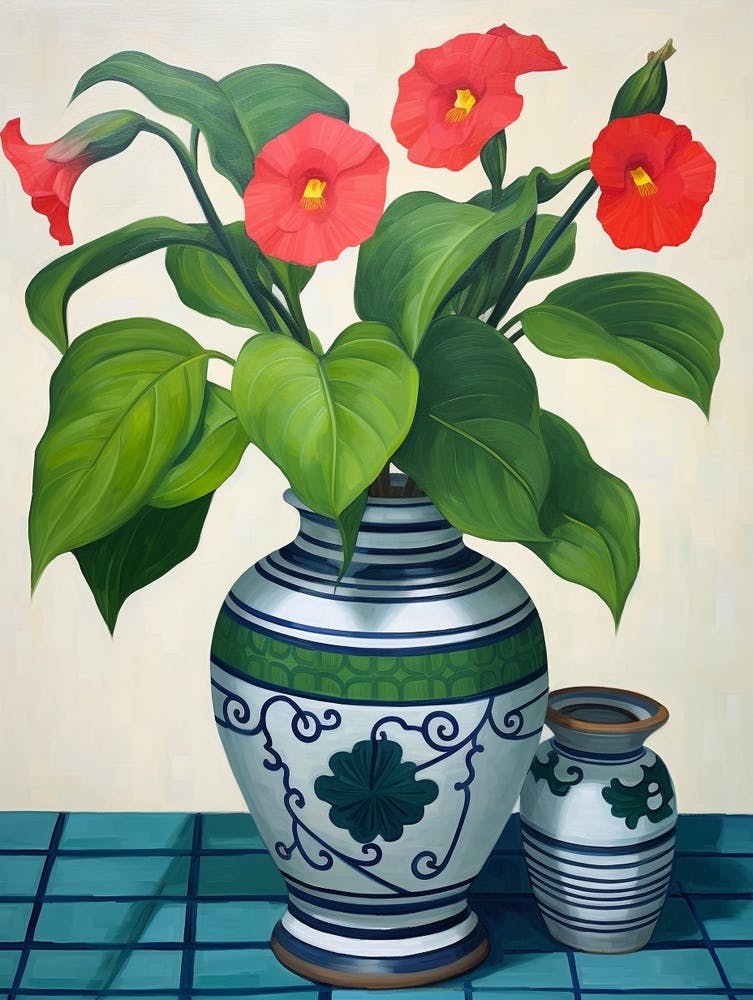 Flowers In A Vase Still Life Painting Impatiens 2