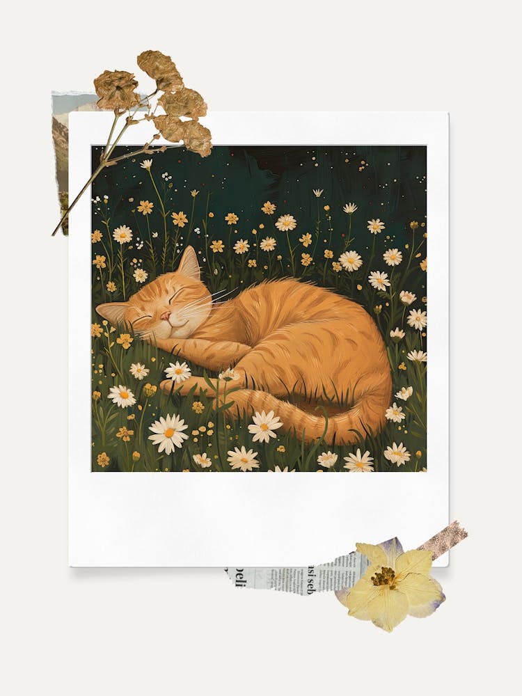 Scrapbook Ginger Cat Fairycore Painting 2