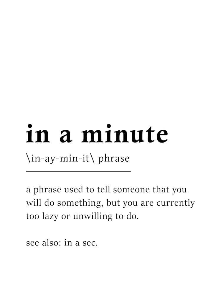 In a Minute Definition Poster - Dictionary