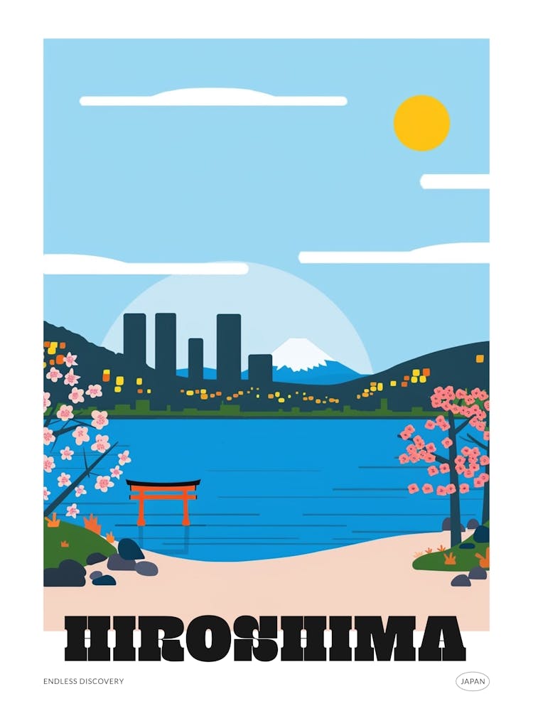 Hiroshima Japan 3 Colourful Travel Poster