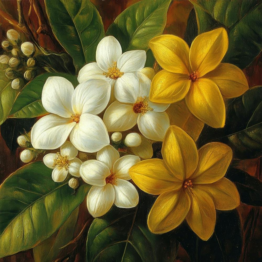 White And Yellow Flowers Art