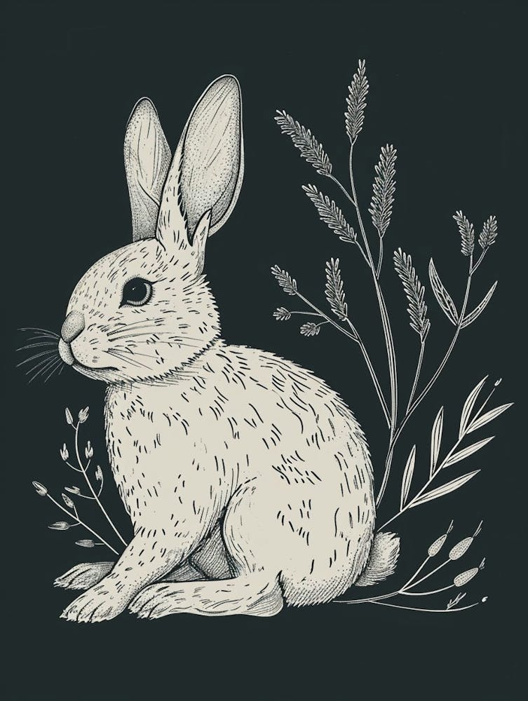 Holland Lop Rabbit Minimalist Illustration 4