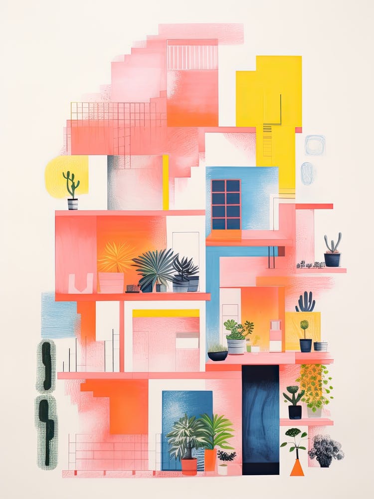 Ein Haus in Dubai, Abstrakter Risograph-Stil 1
