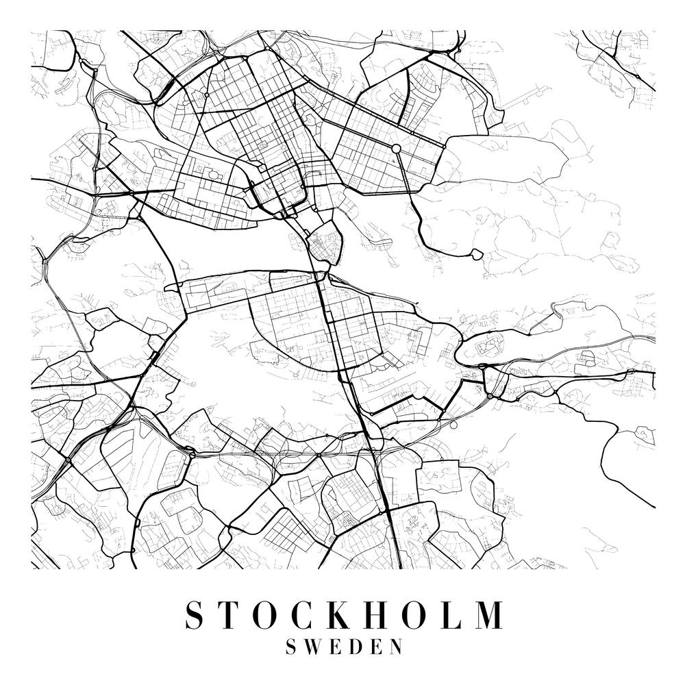 Stockholm Sweden Street Map Minimal Square