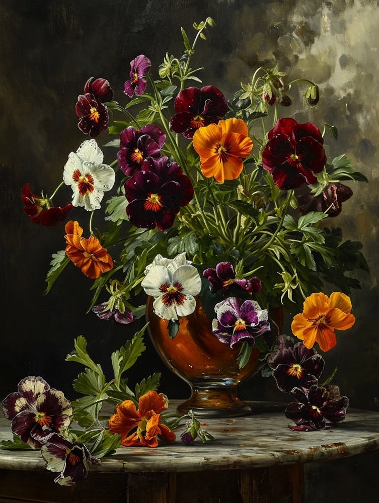 Baroque Floral Still Life Wild Pansy 2
