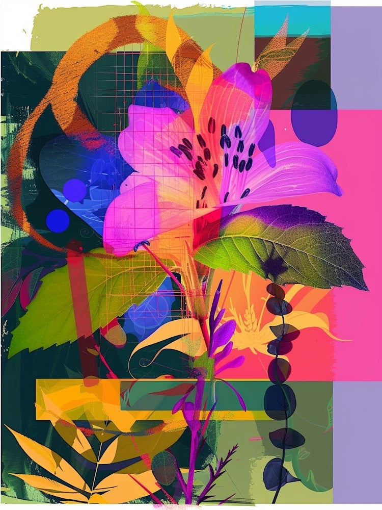 Lobelia 1 Neon Flower Collage