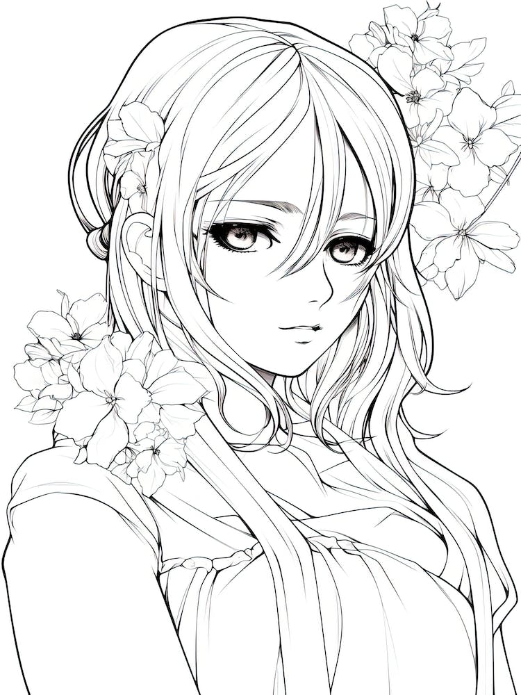 Bloom Body Girl Line Art 17