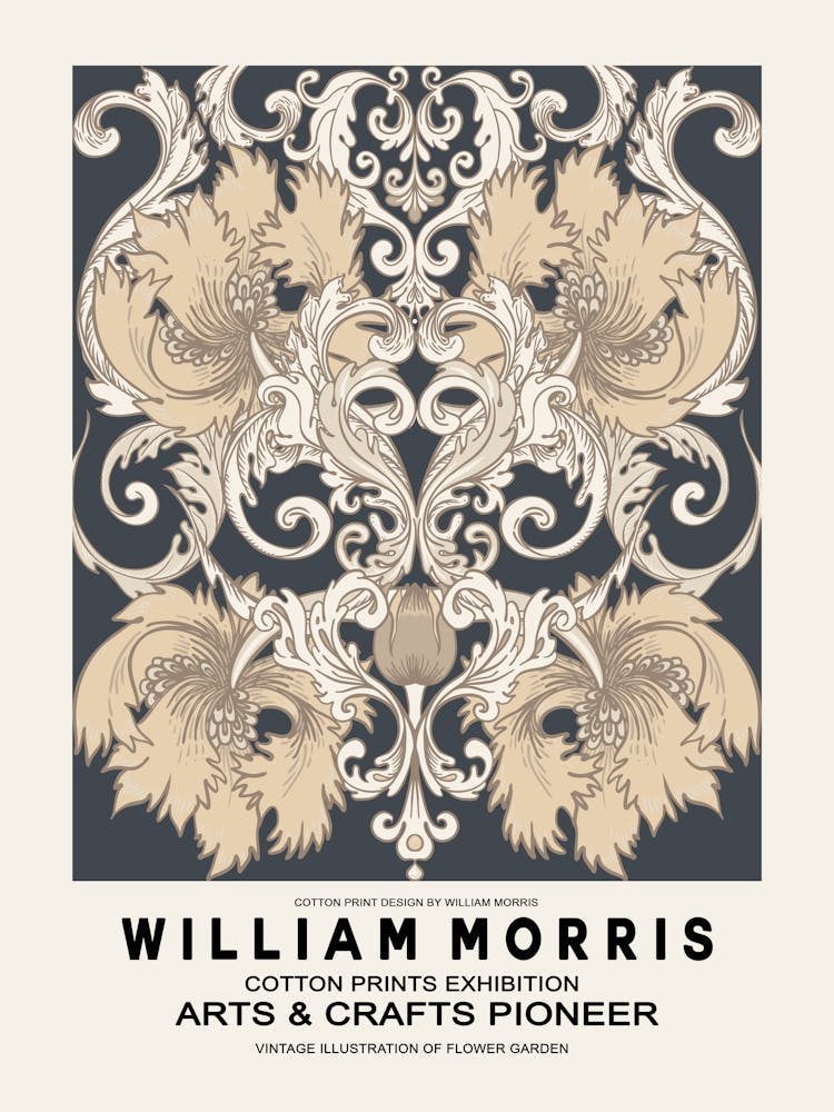 William Morris - Affiche florale beige 5