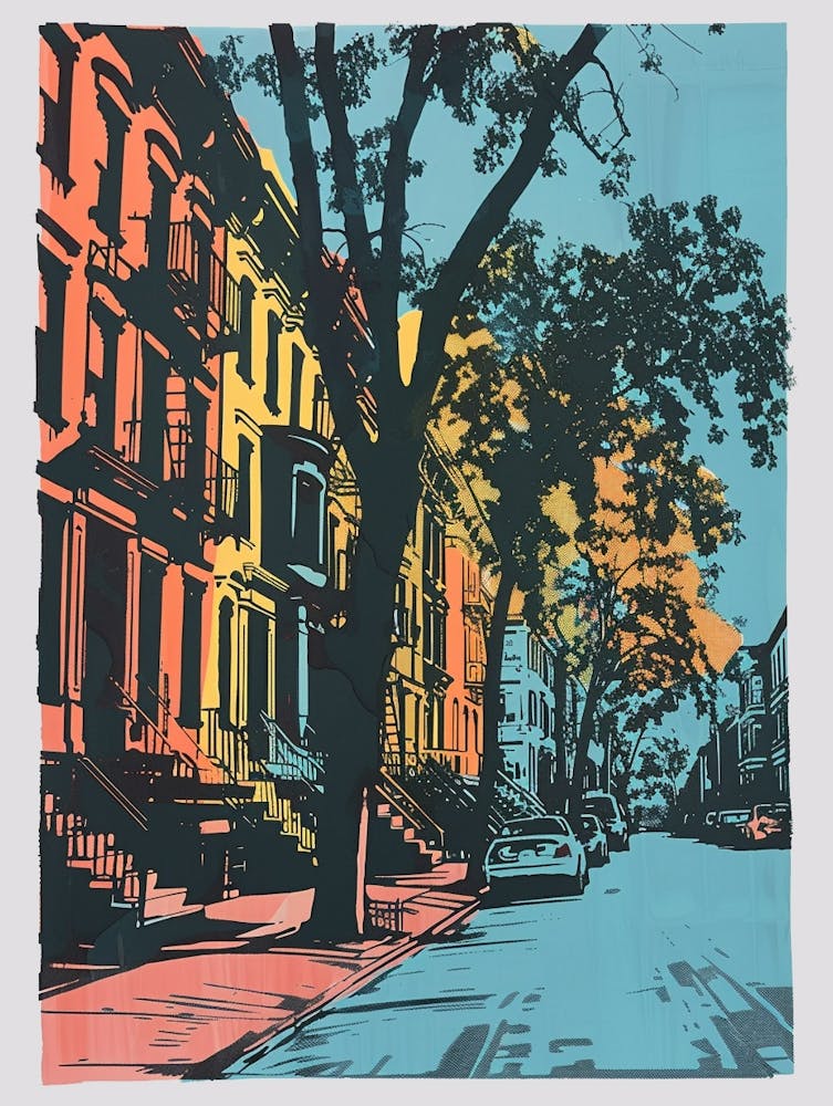 Greenpoint New York Colourful Silkscreen Illustration 1