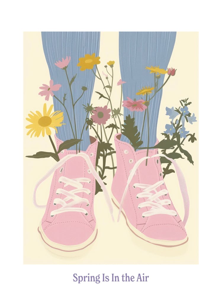 Spring In In The Air Pink Sneakers And Flowers 2
