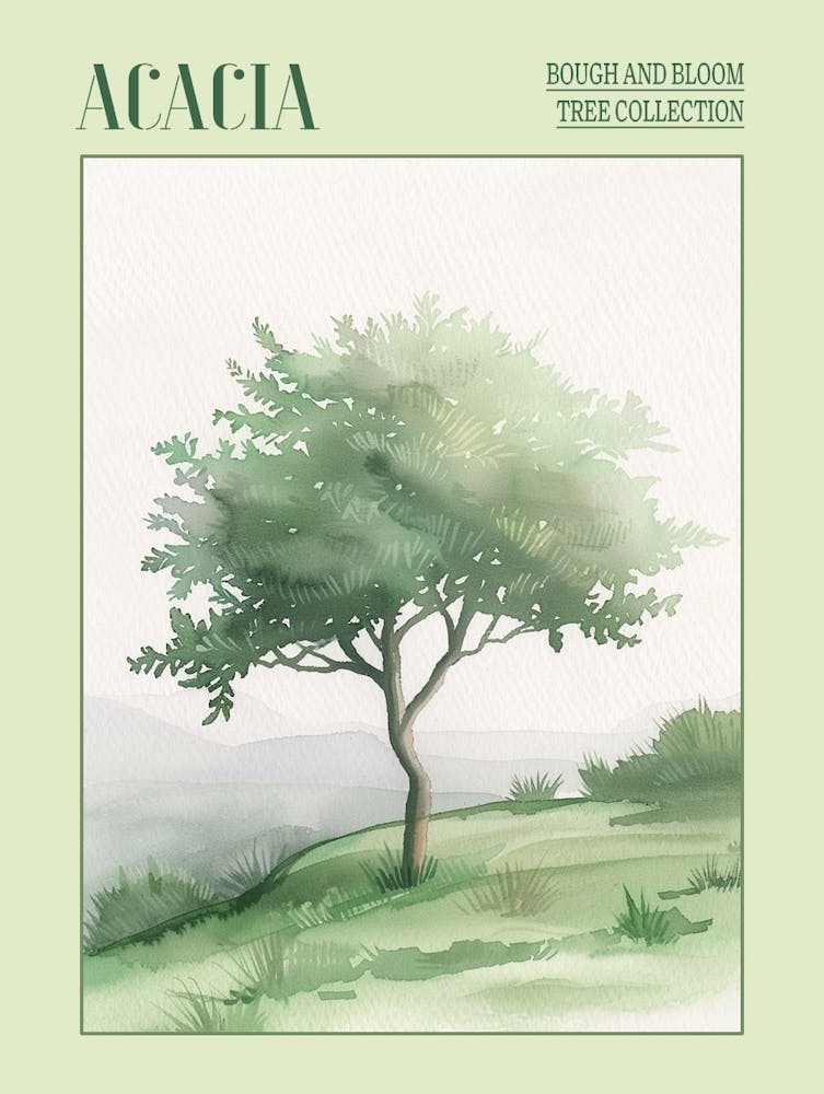 Acacia Tree Atmospheric Watercolour Painting 3 Poster