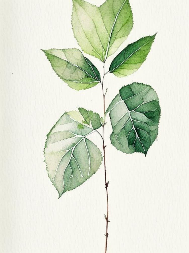 Viburnum Leaf Minimalist Watercolour 3
