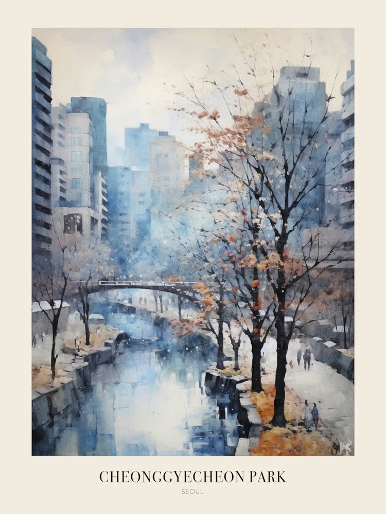 Winter City Park Poster Cheonggyecheon Park Seoul 5