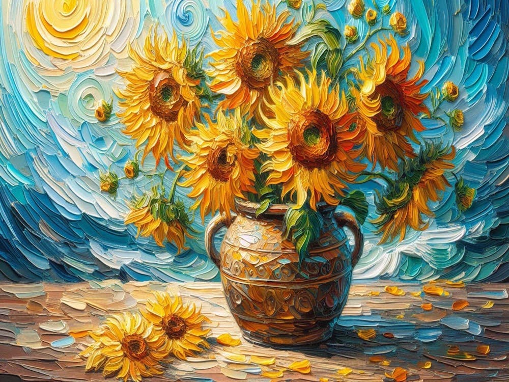 Tournesols Sur Bleu, Van Gogh (3)