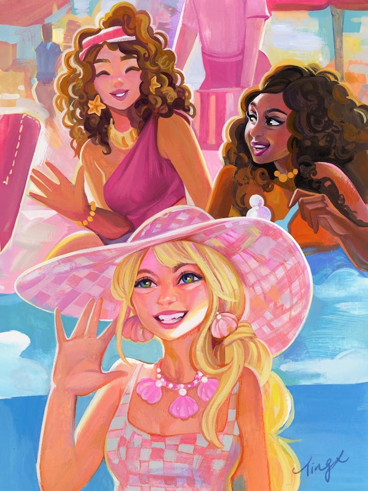 Gouache Illustration Hi Barbies