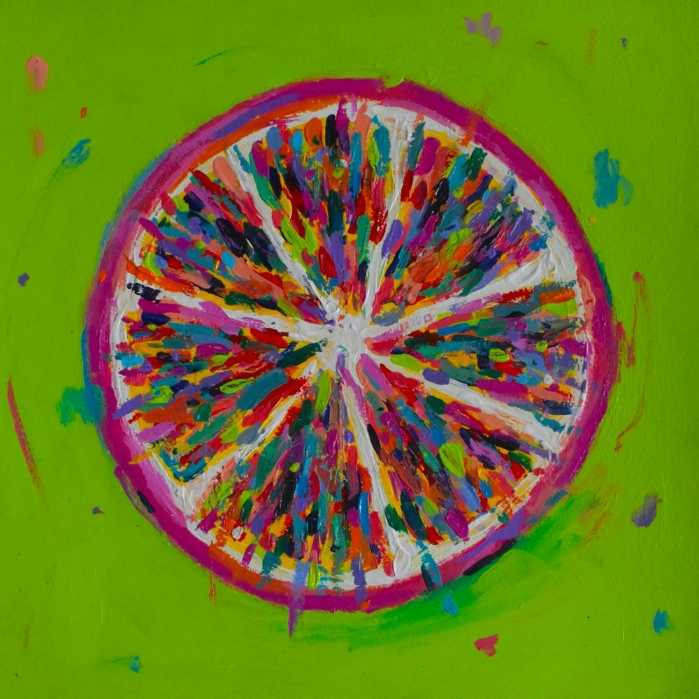 Pink Grapefruit Half Square