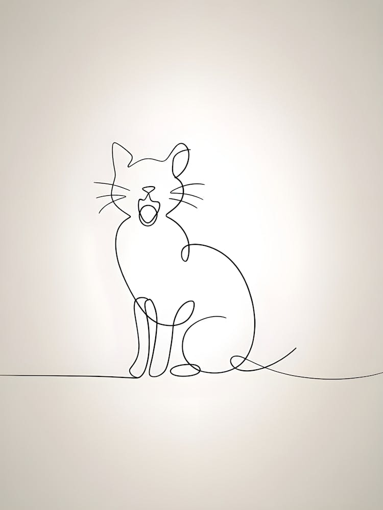 Continuous Line Drawing Of A Cat