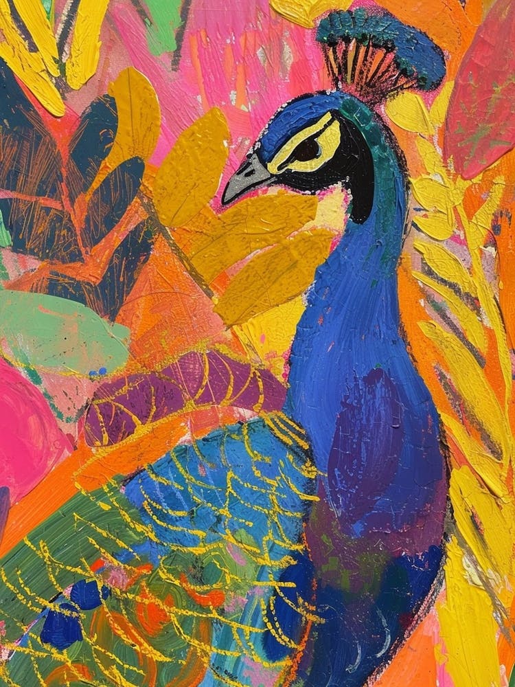 Colourful Brushwork Peacock 1