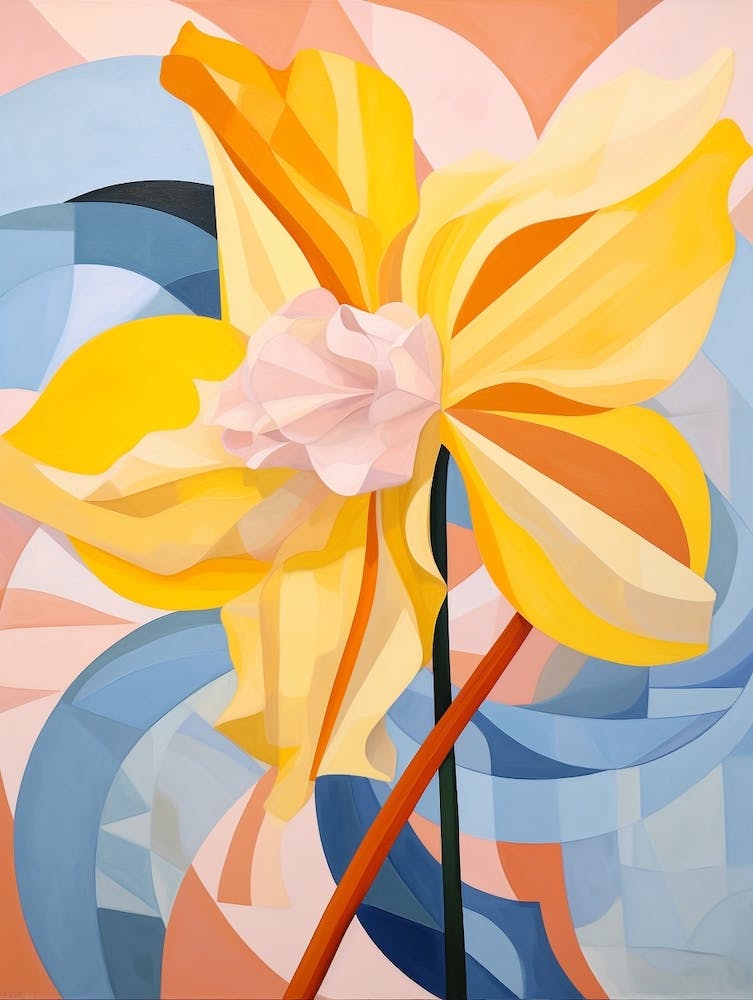 Daffodil 5 Hilma Af Klint Inspired Pastel Flower Painting