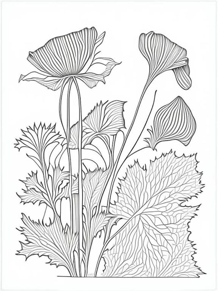Maca Herb William Morris Inspired Line Drawing 2