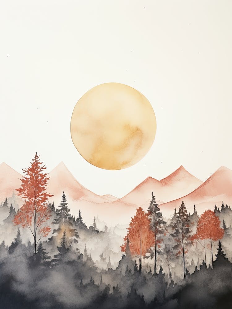 Watercolour Painting Of Bieszczady Mountains   Poland Slovakia And Ukraine 2