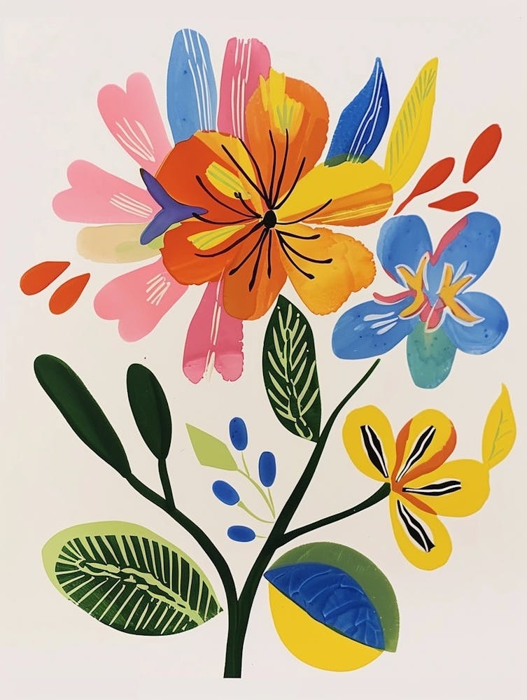 Painted Florals Peacock Flower 4