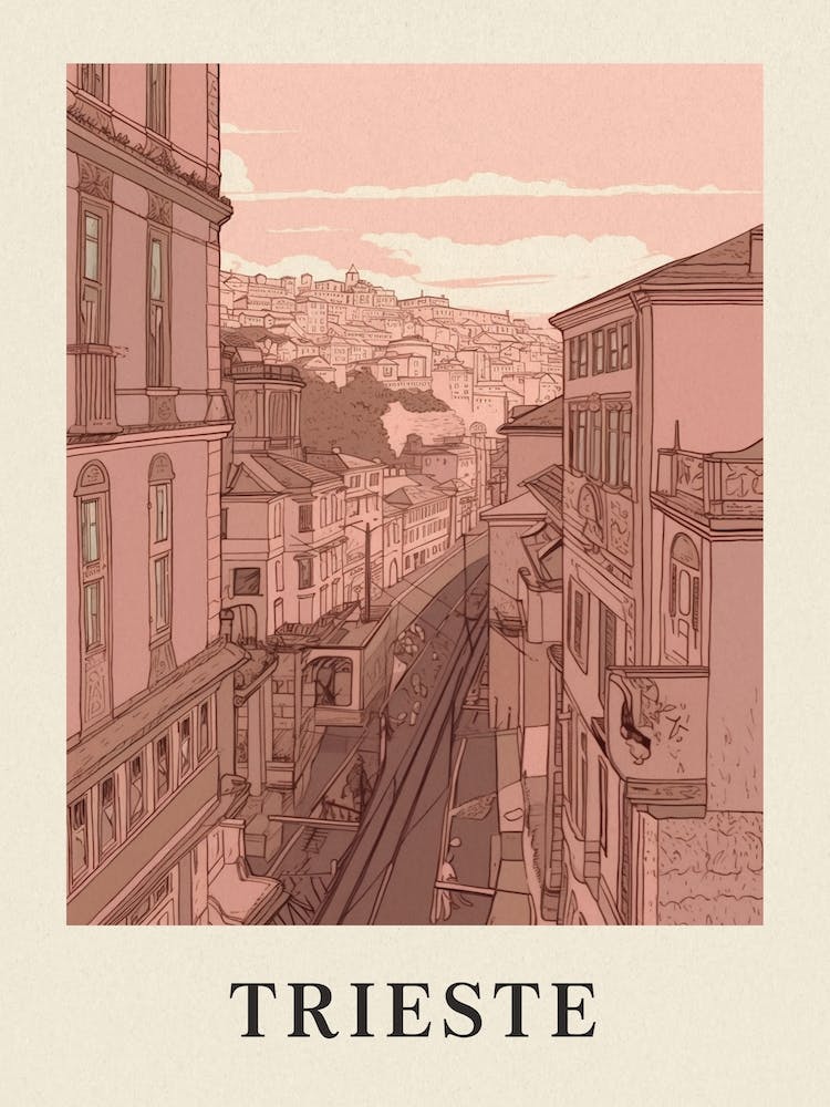 Trieste Vintage Pink Italy Poster