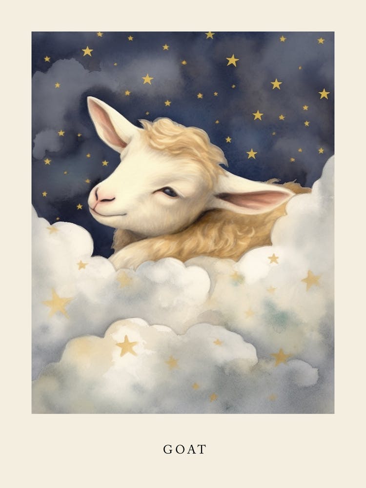 Sleeping Baby Goat Nursery Poster