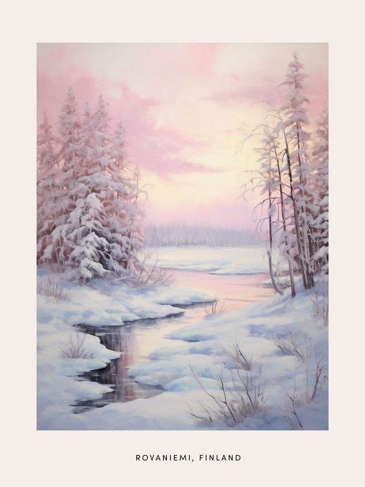 Dreamy Winter Painting Poster Rovaniemi Finland 1