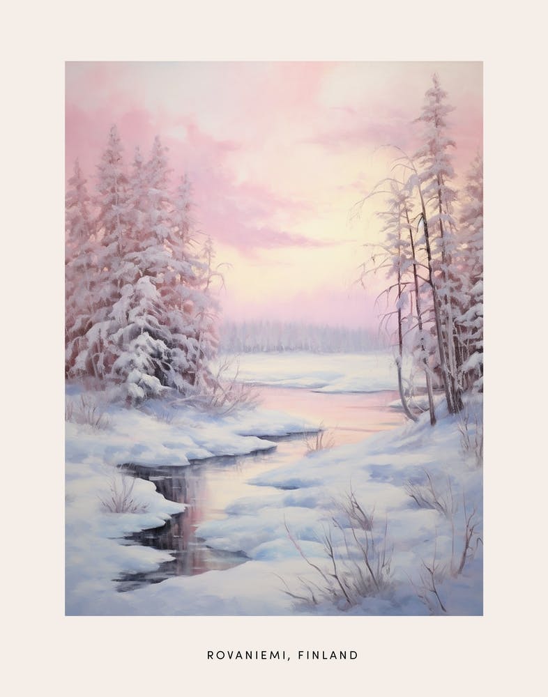 Dreamy Winter Painting Poster Rovaniemi Finland 1