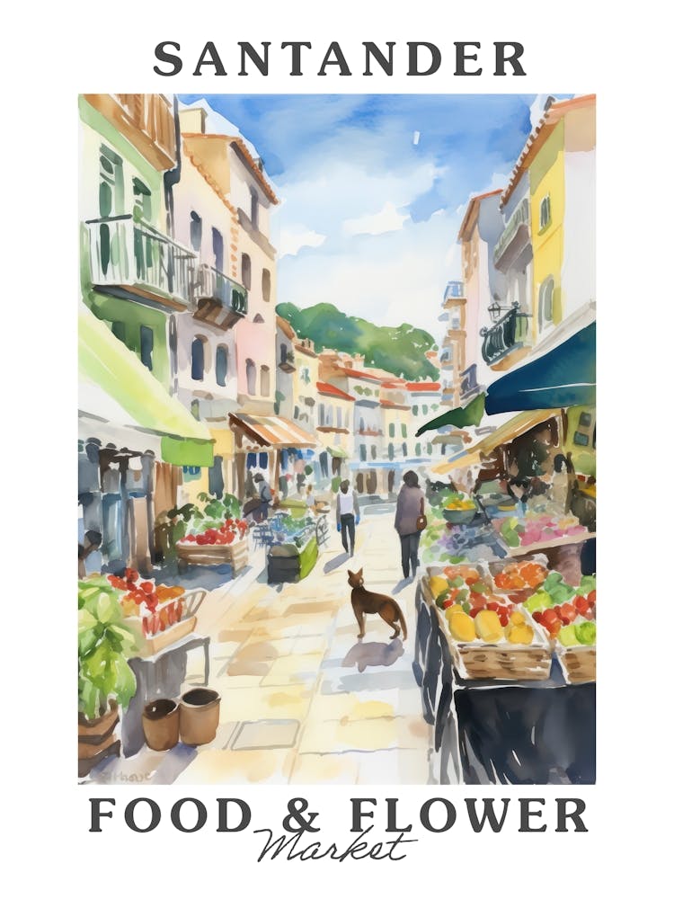 Food Market With Cats In Santander 4 Poster