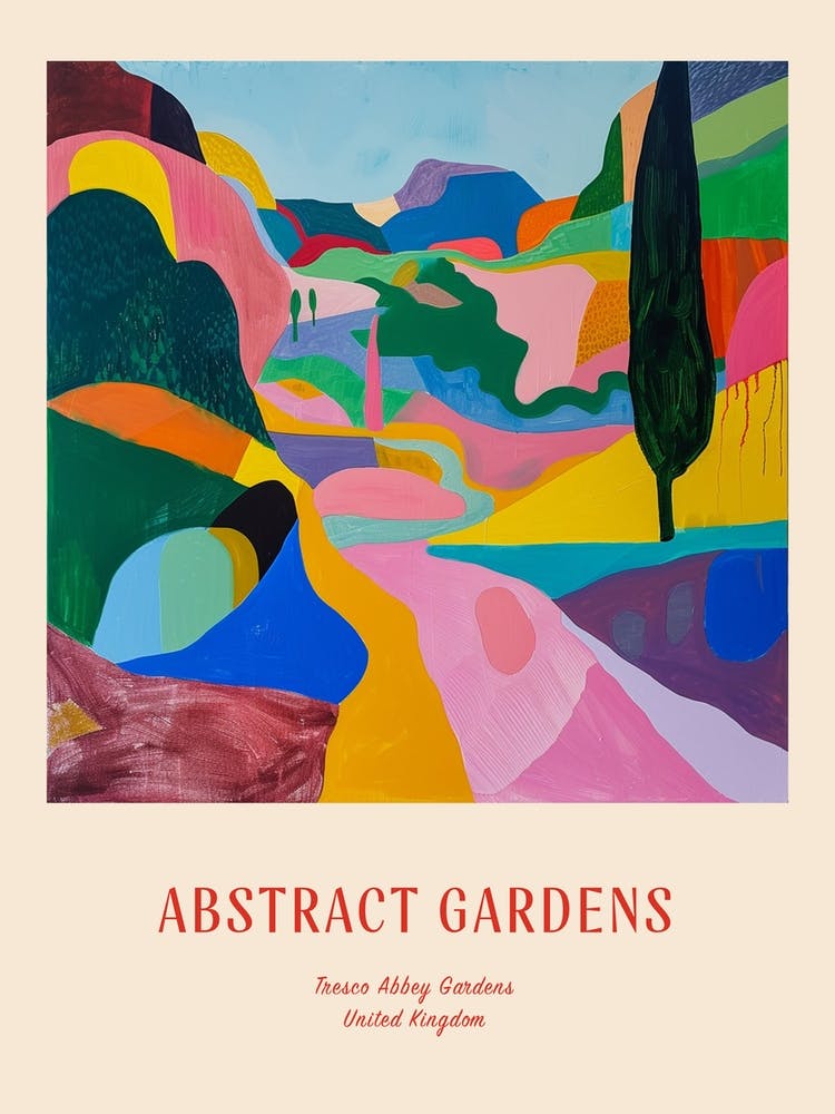 Farbenfrohe Gärten Tresco Abbey Gardens Vereinigtes Königreich 2 Rotes Poster