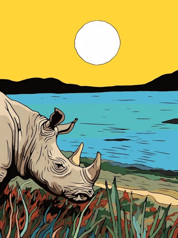 A Rhino Grazing On Grass 1