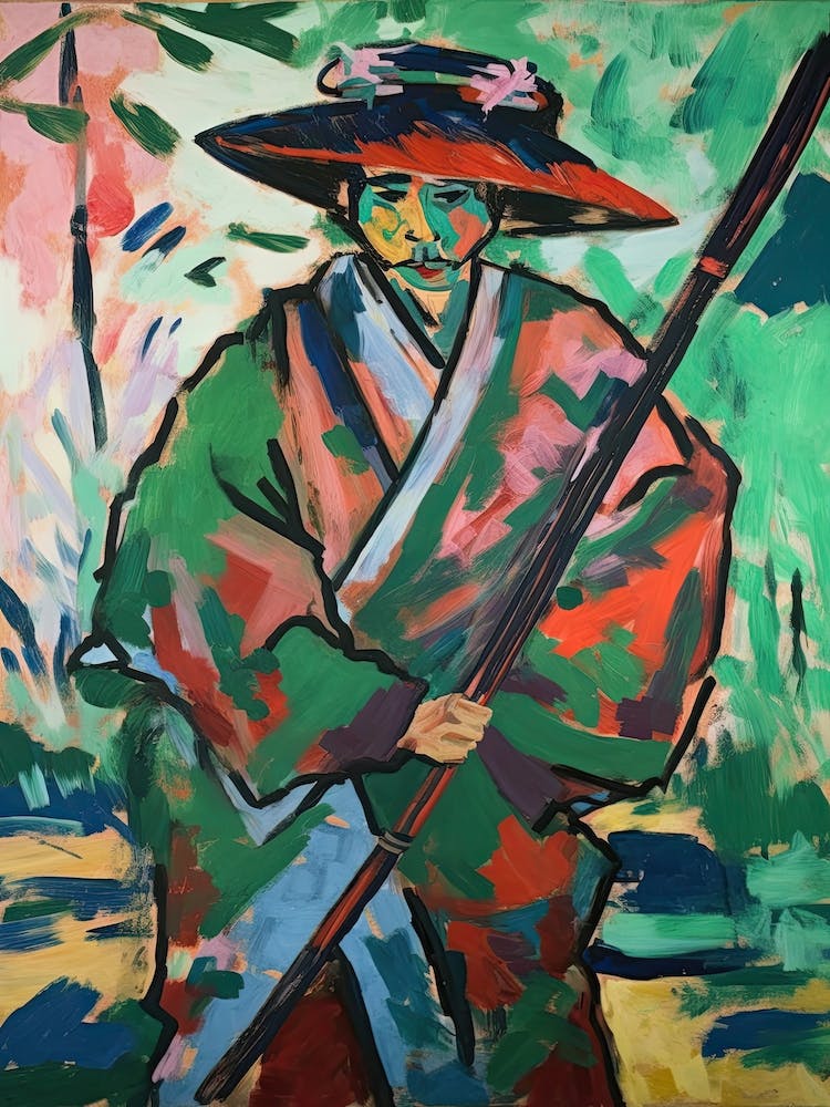 Samurai In Fauvist Matisse Japanese Style  9