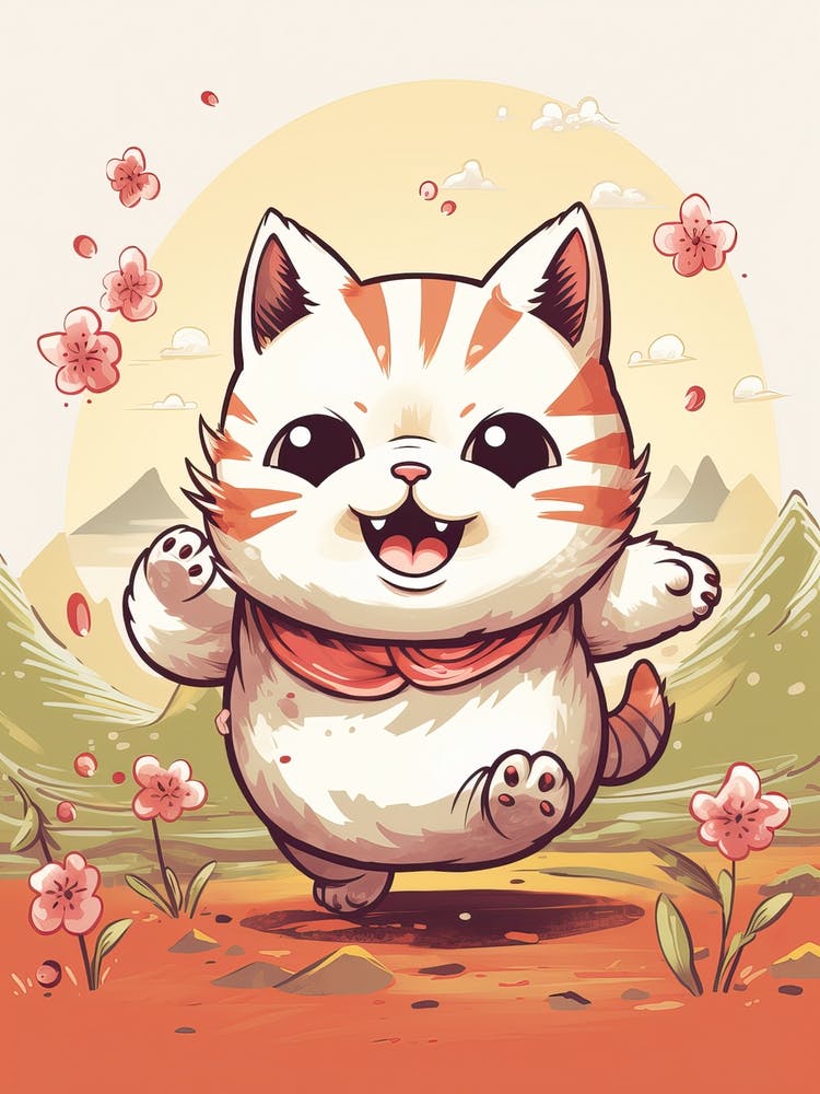Kawaii Katzenzeichnungen Rennend 3
