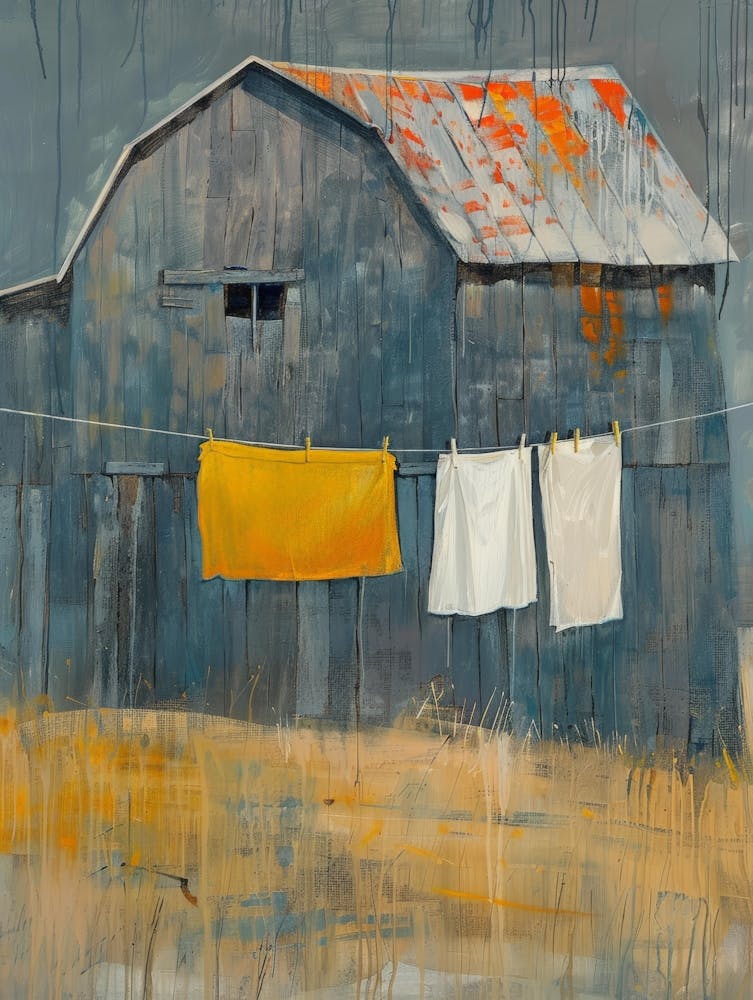 Barn With Clothesline
