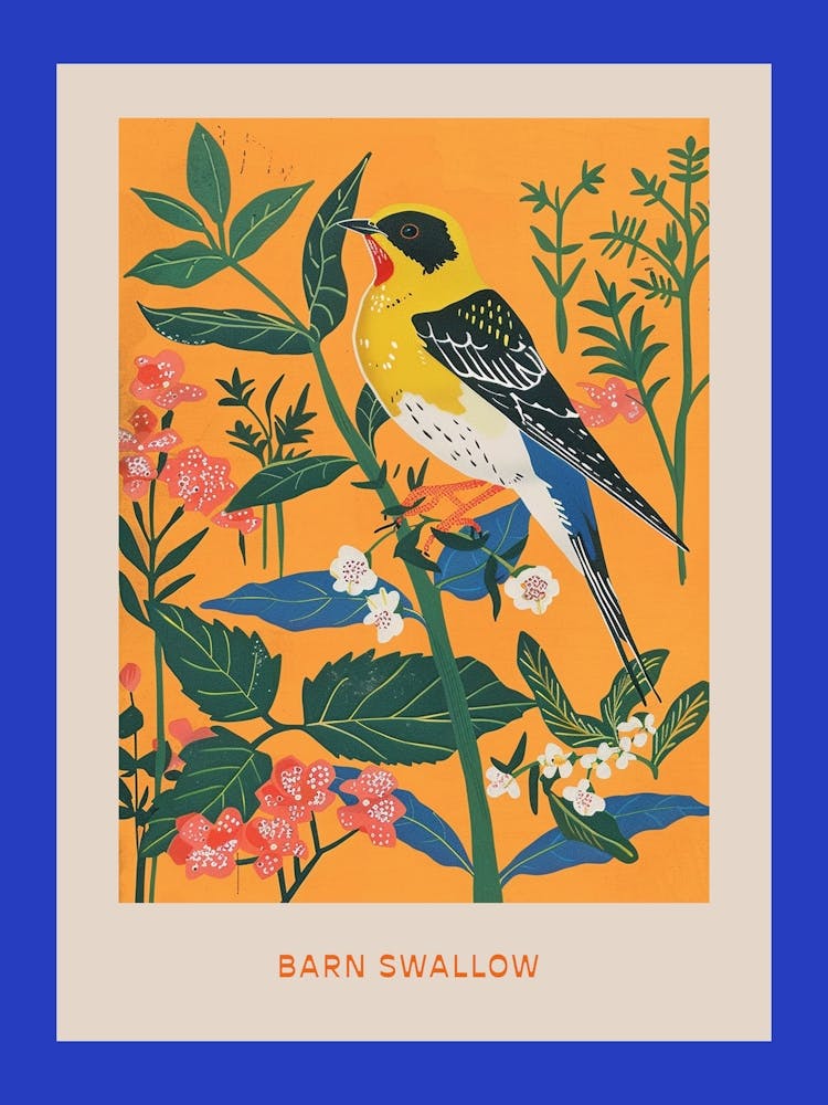 Spring Birds Poster Barn Swallow 1